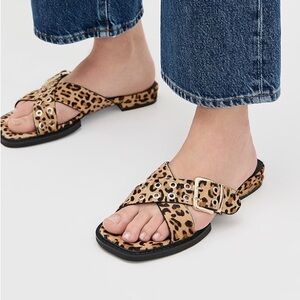 INTENTIONALLY BLANK | Anthropologie Leopard Print Buckle Slide Sandals